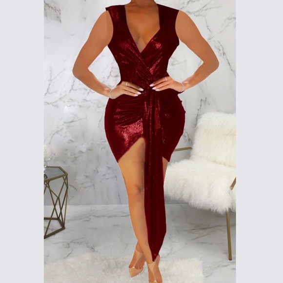 missinstyle Dresses & Skirts - Missinstyle Irregular Hem Tie Up Red Dress